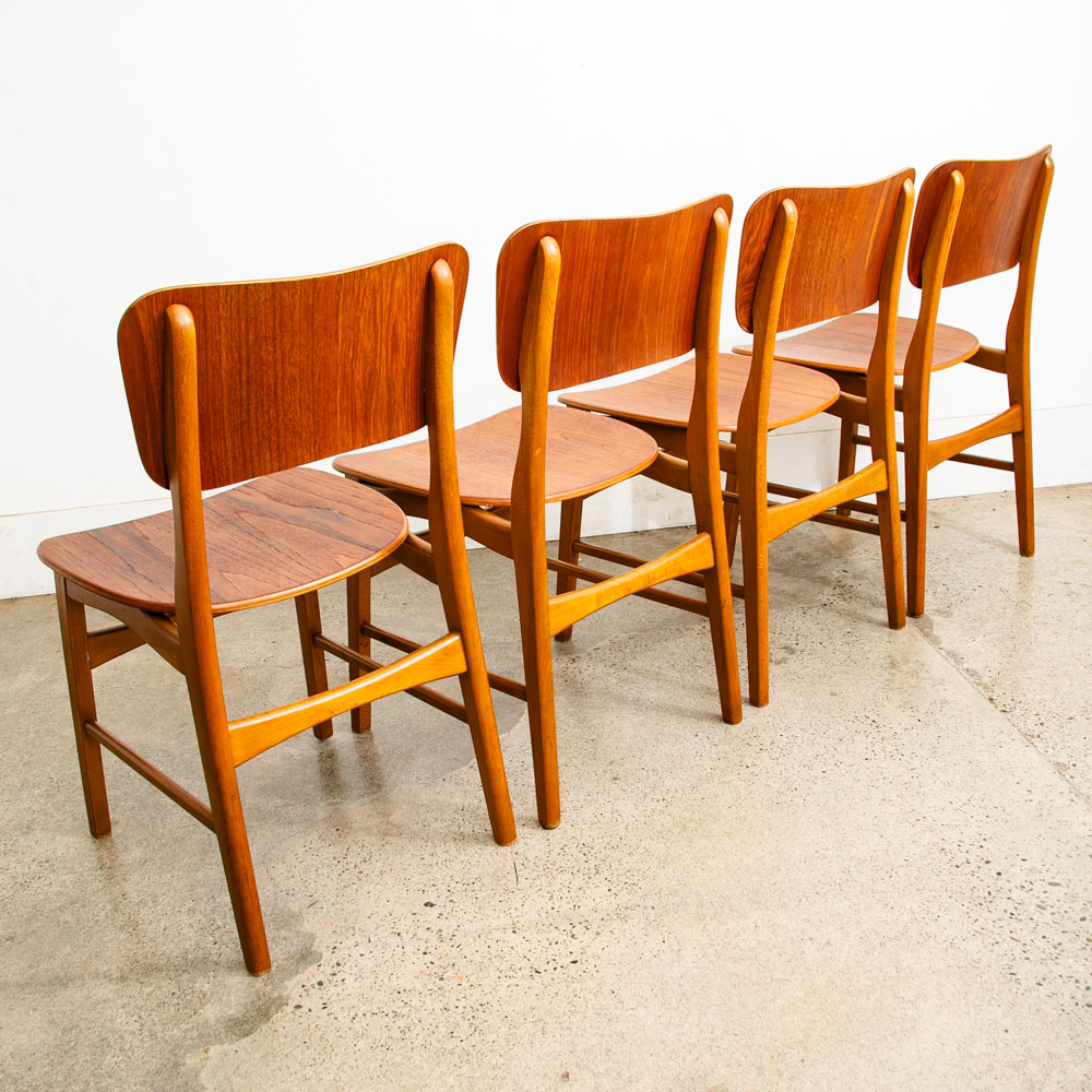 Mid Century Danish Modern Dining Chairs Set 6 Teak Denmark Wood Seat Vintage Mcm - Image 4