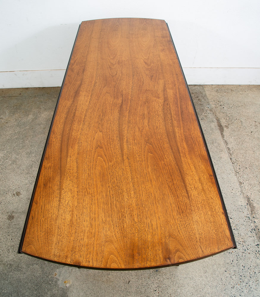 Mid Century Modern Dining Table Broyhill Brasilia Walnut Drop Leaf x2 Oval Mcm - Image 6