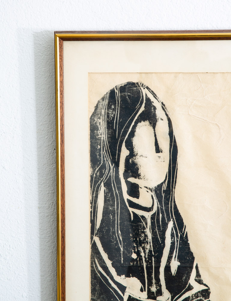 Mid Century Modern Art Print Figure Portrait Black White Sign Signed Mcm Wall - Image 5