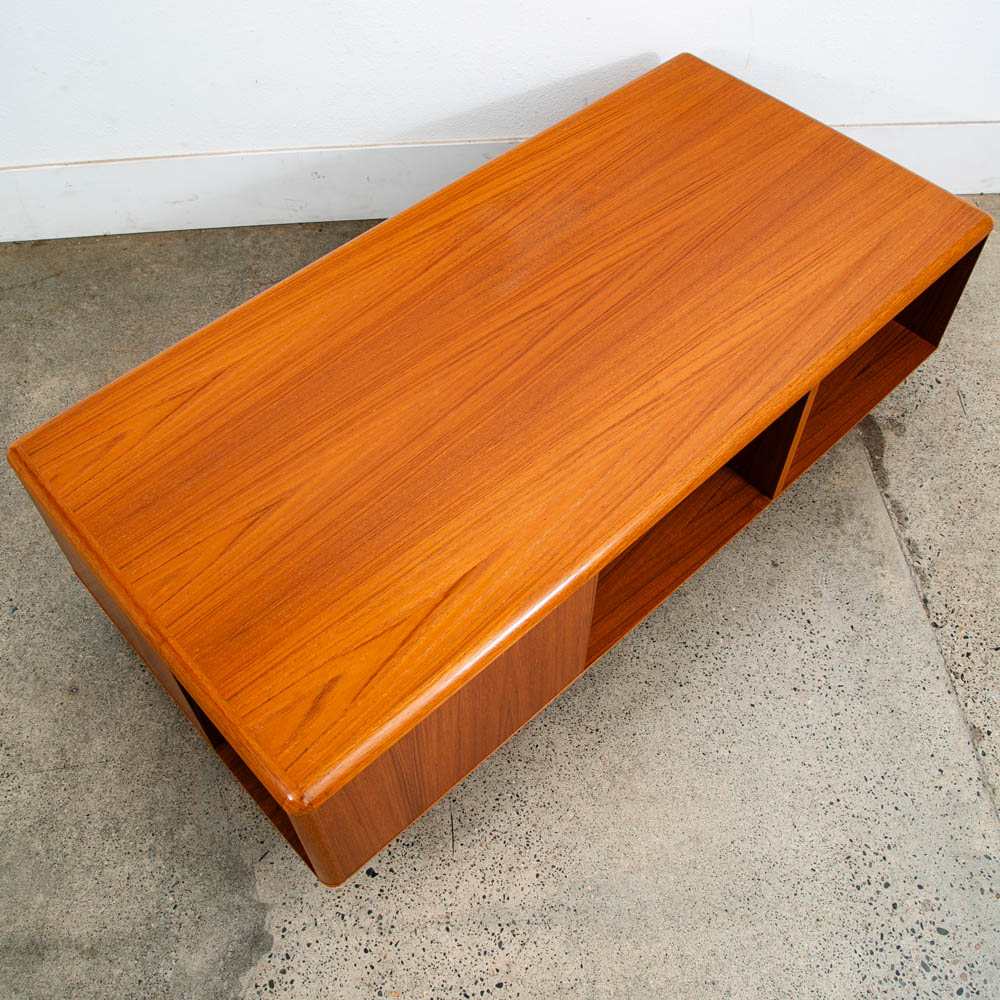 Mid Century Danish Modern Coffee Table Teak 2 Drawers Denmark Vintage Rectangle - Image 3