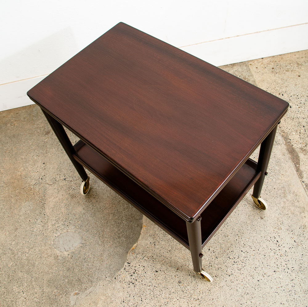 Mid Century Danish Modern Serving Cart Ole Wanscher Mahogany Bar Tray Trolley NM - Image 6