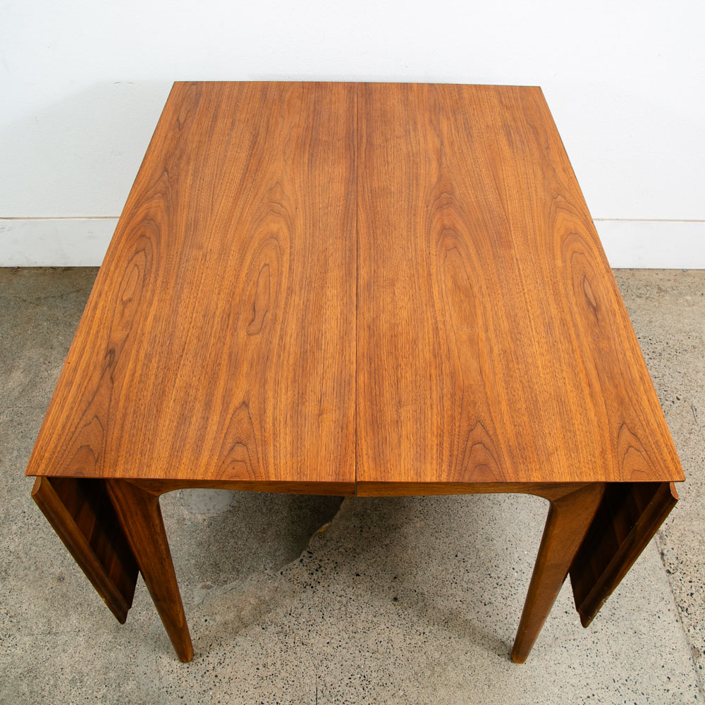 Mid Century Modern Dining Table Drexel Broyhill Drop Leaf Walnut Vintage Mcm 85" - Image 6