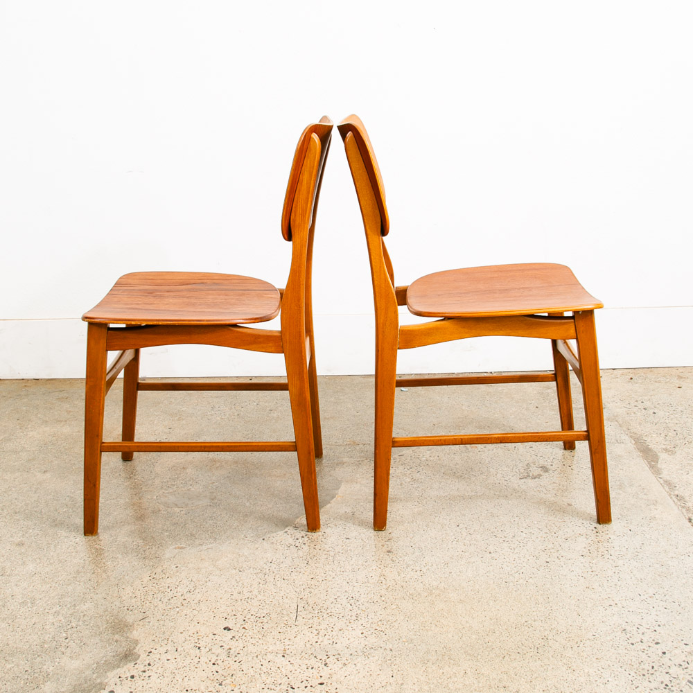 Mid Century Danish Modern Dining Chairs Set 6 Teak Denmark Wood Seat Vintage Mcm - Image 6