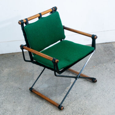 Mid Century Danish Modern Armchair Chair Cleo Baldon Terra Green Metal Wood Mcm