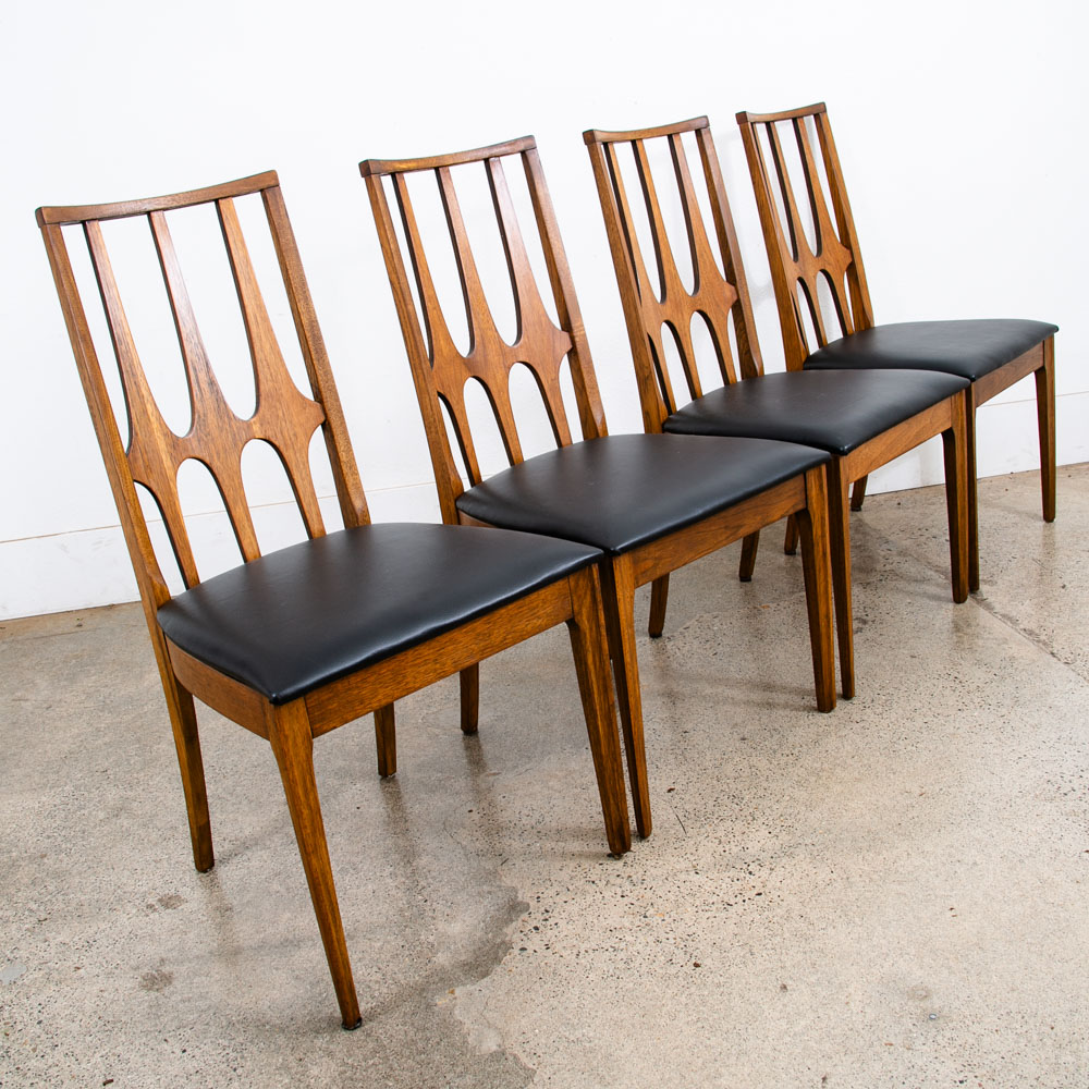 Mid Century Modern Dining Chairs Set 4 Broyhill Brasilia Back Black Lenoir Chair - Image 7