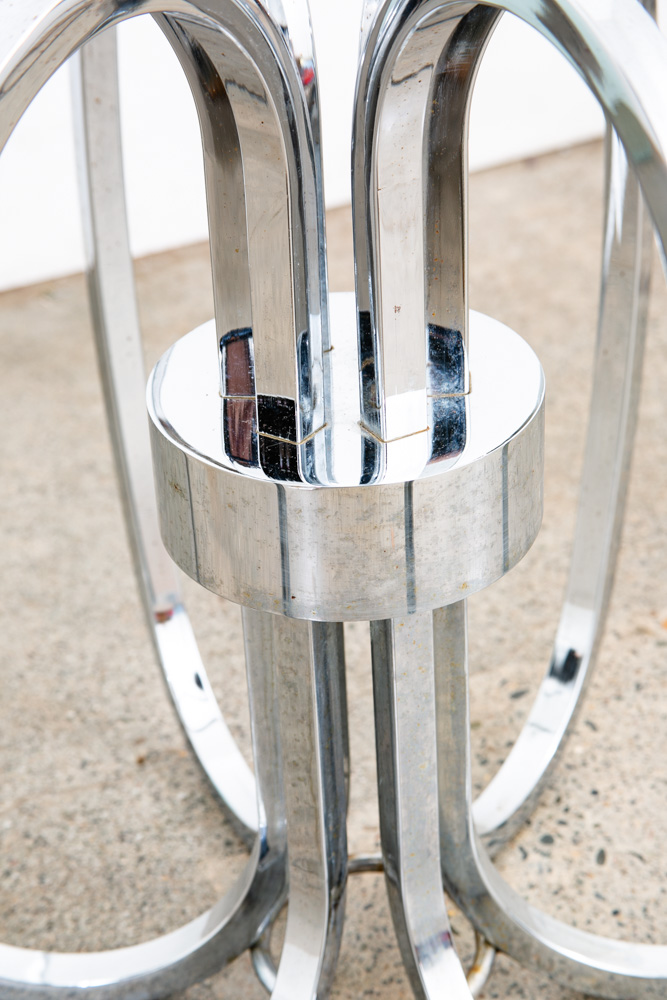 Mid Century Modern Side Table End Nighstand Round Chrome Milo Baughman Vintage - Image 7