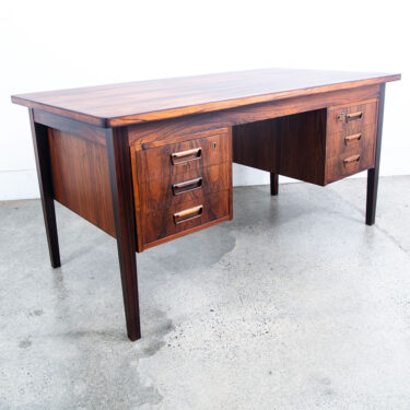 Mid Century Danish Modern Desk Brazilian Rosewood Office Wood 6 Drawer Bookshelf