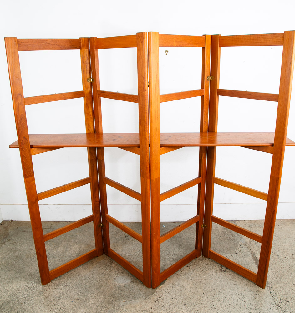 Mid Century Danish Modern Room Divider Wall Unit Solid Teak Wood Free Standing - Image 8