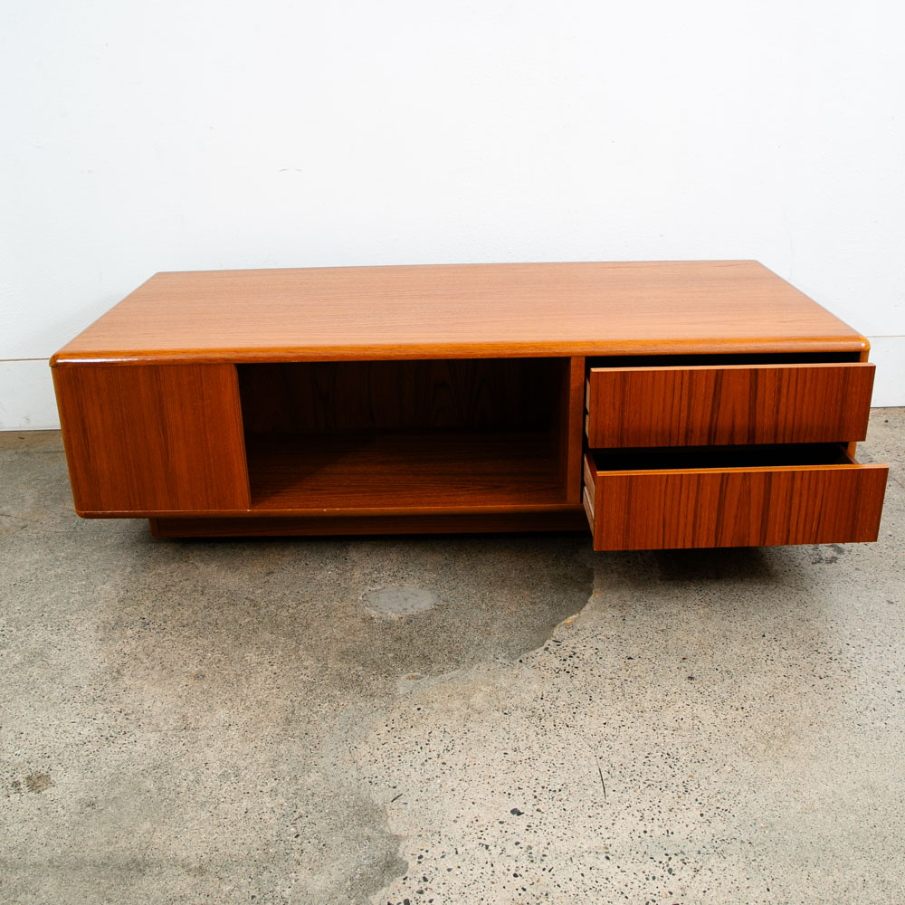 Mid Century Danish Modern Coffee Table Teak 2 Drawers Denmark Vintage Rectangle - Image 4