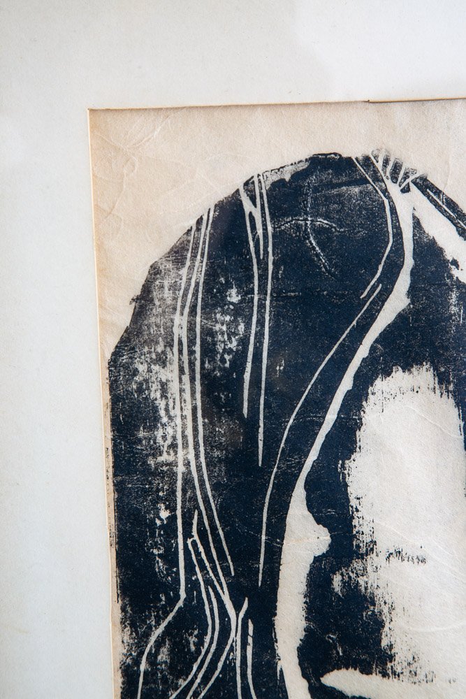 Mid Century Modern Art Print Figure Portrait Black White Sign Signed Mcm Wall - Image 4