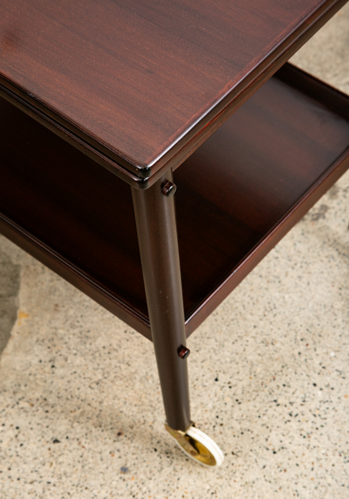 Mid Century Danish Modern Serving Cart Ole Wanscher Mahogany Bar Tray Trolley NM - Image 9