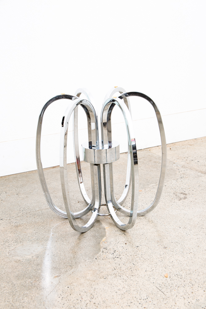 Mid Century Modern Side Table End Nighstand Round Chrome Milo Baughman Vintage - Image 8