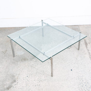 Mid Century Modern Coffee Table Glass Poul Kjærholm Pk61 Steel Vintage Crystal