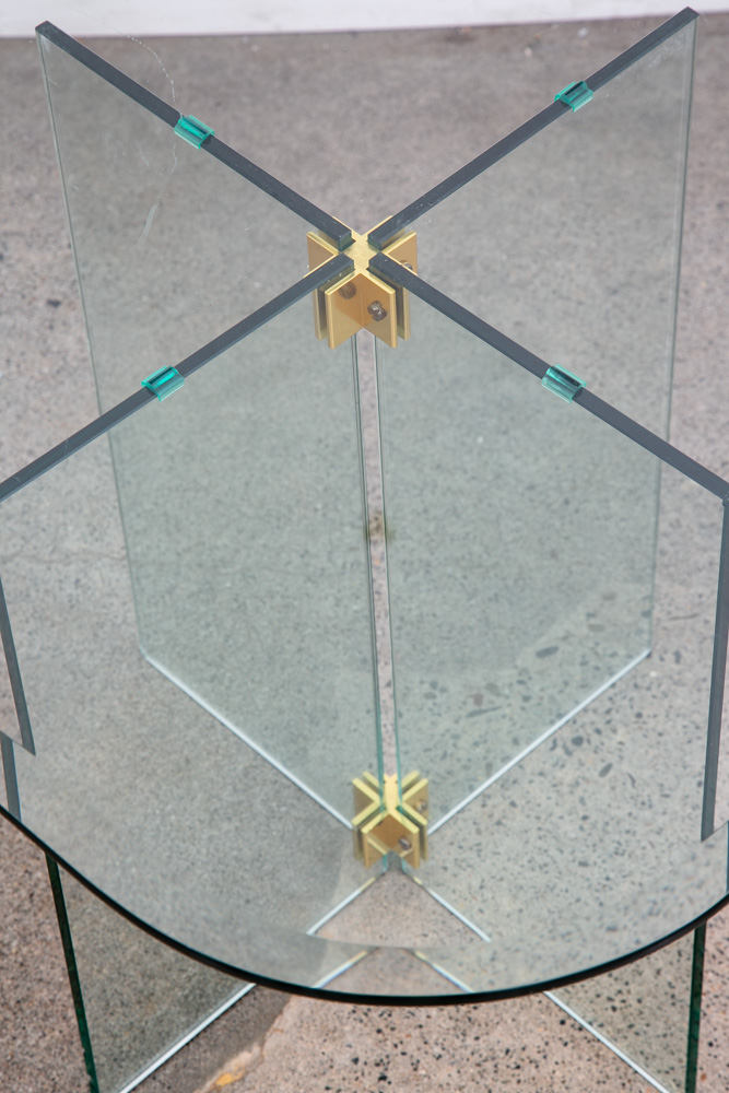 Mid Century Post Modern Side Table Glass Leon Rosen Pace Collection End Brass - Image 9