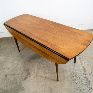 Mid Century Modern Dining Table Broyhill Brasilia Walnut Drop Leaf x2 Oval Mcm