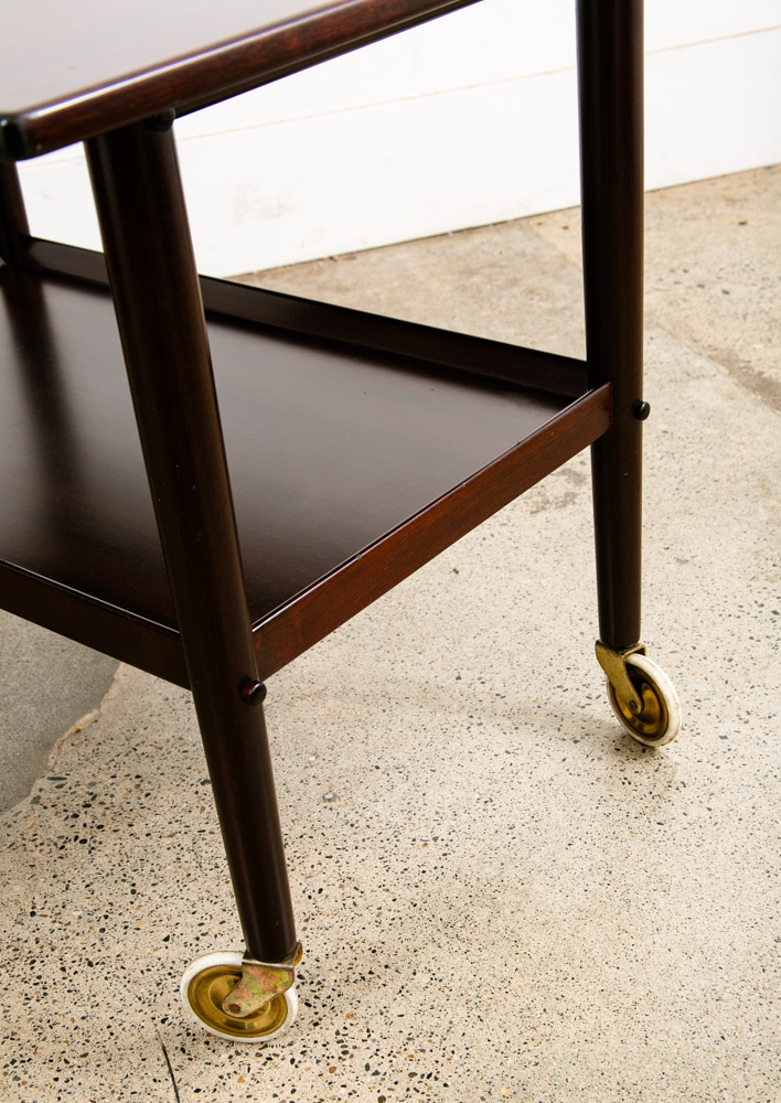 Mid Century Danish Modern Serving Cart Ole Wanscher Mahogany Bar Tray Trolley NM - Image 11