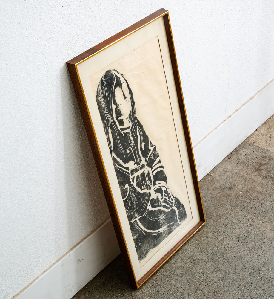 Mid Century Modern Art Print Figure Portrait Black White Sign Signed Mcm Wall - Image 2