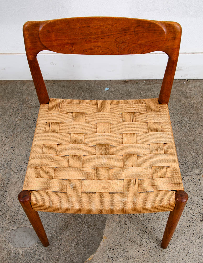 Mid Century Danish Modern Dining chair Set Pair Dyrlund Solid Teak Vintage Mcm - Image 9