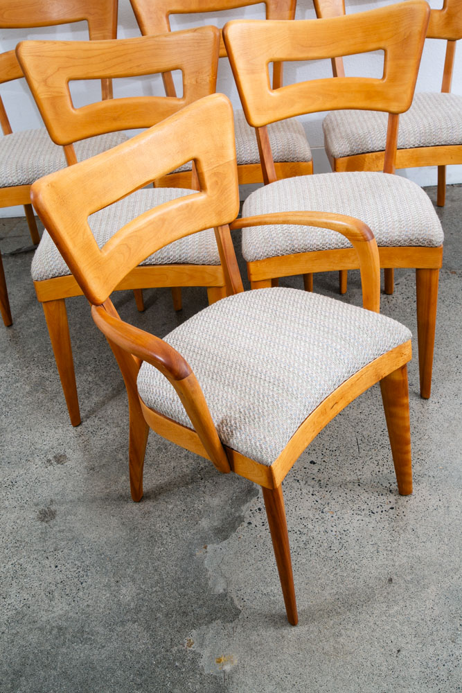 Mid Century Modern Dining Chairs Set 6 Heywood Wakefield Dog Bone Armchair Mcm - Image 12