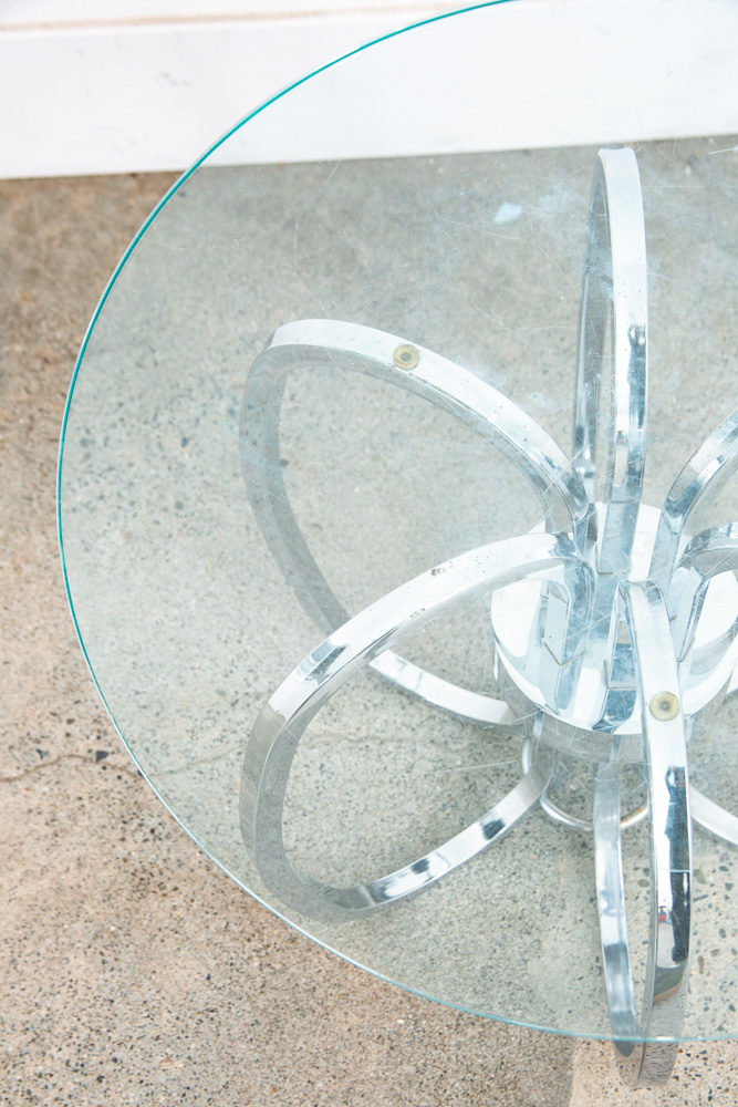 Mid Century Modern Side Table End Nighstand Round Chrome Milo Baughman Vintage - Image 9