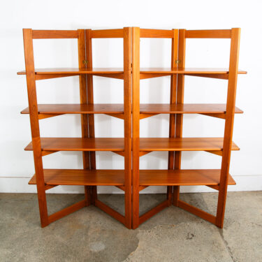 Mid Century Danish Modern Room Divider Wall Unit Solid Teak Wood Free Standing