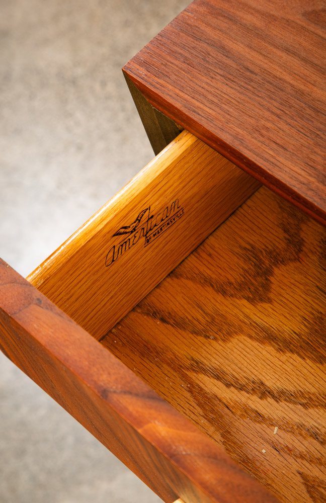 Mid Century Modern Credenza Dresser Walnut Brass 12 Drawer Martinsville Doors - Image 6