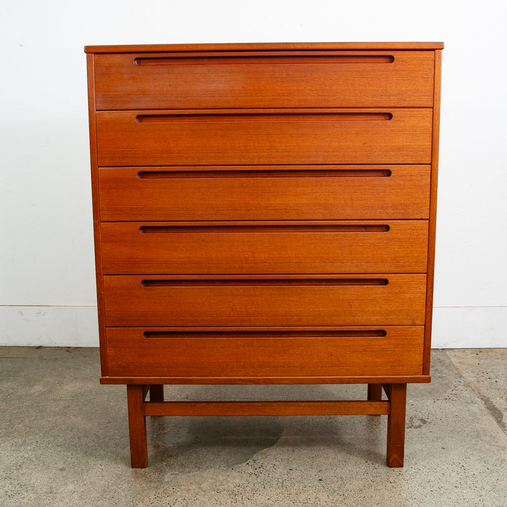 Mid Century Danish Modern Dresser Highboy 6 Drawer Teak Denmark Mobler Vintage - Image 2