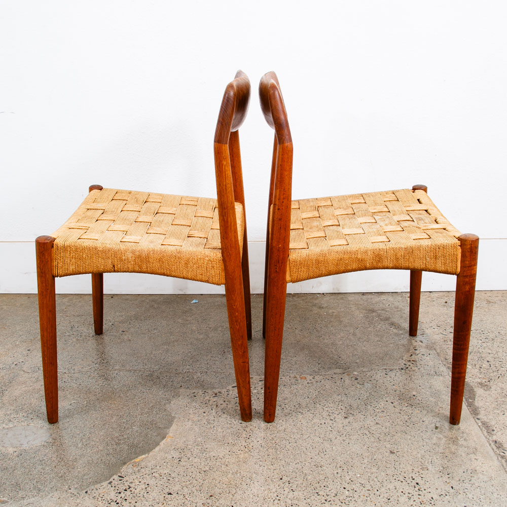 Mid Century Danish Modern Dining chair Set Pair Dyrlund Solid Teak Vintage Mcm - Image 3