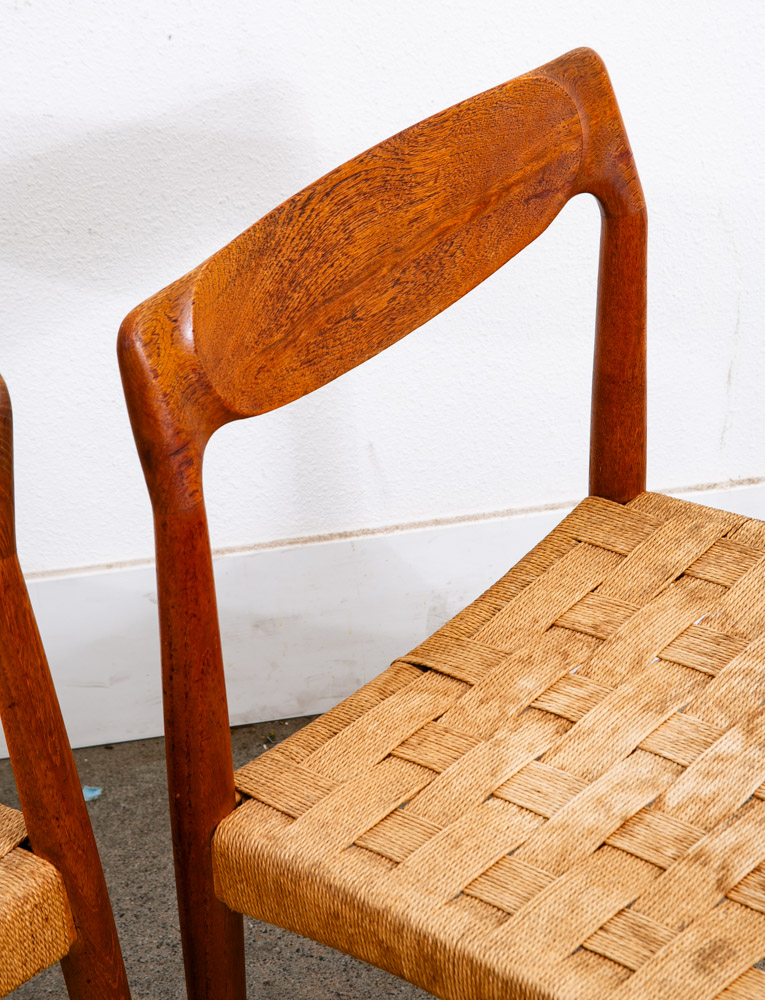 Mid Century Danish Modern Dining chair Set Pair Dyrlund Solid Teak Vintage Mcm - Image 8