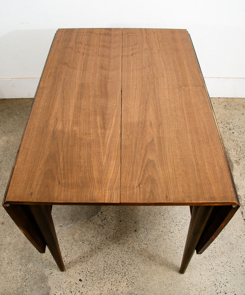 Mid Century Modern Dining Table Broyhill Walnut Drop Leaf x2 Rectangular Mcm 61" - Image 6