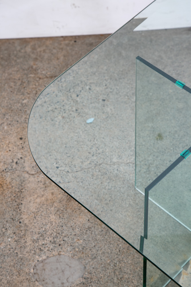 Mid Century Post Modern Side Table Glass Leon Rosen Pace Collection End Brass - Image 8