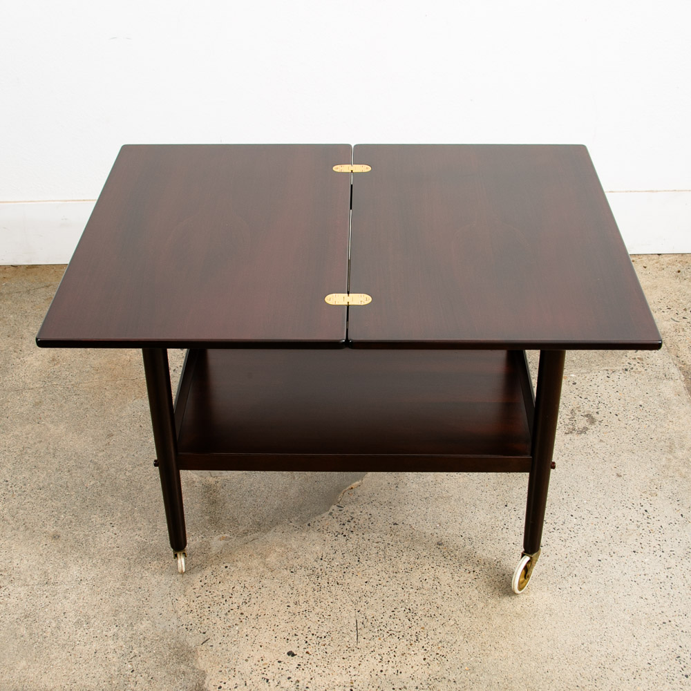 Mid Century Danish Modern Serving Cart Ole Wanscher Mahogany Bar Tray Trolley NM - Image 7