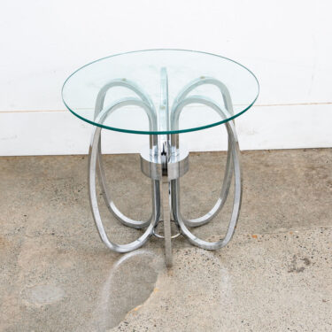 Mid Century Modern Side Table End Nighstand Round Chrome Milo Baughman Vintage