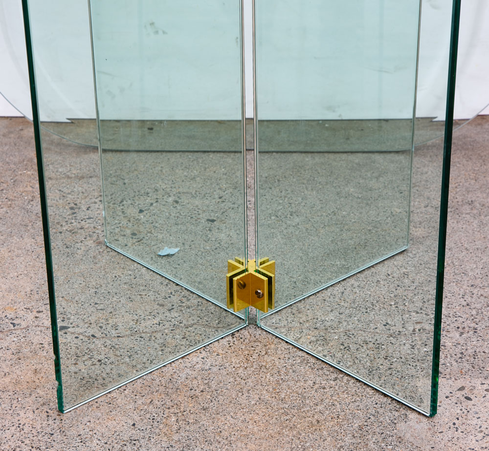 Mid Century Post Modern Side Table Glass Leon Rosen Pace Collection End Brass - Image 10