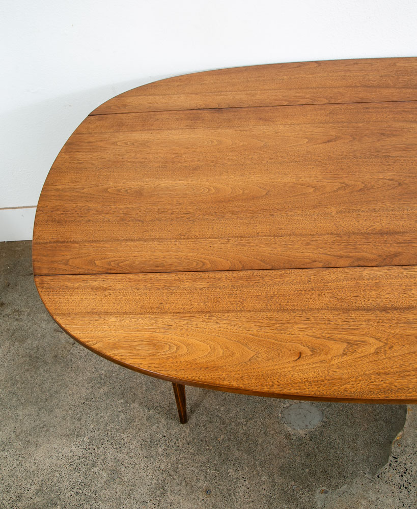 Mid Century Modern Dining Table Broyhill Brasilia Walnut Drop Leaf x2 Oval Mcm - Image 7