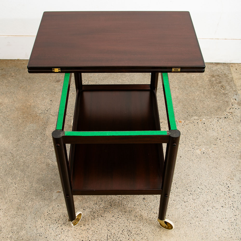 Mid Century Danish Modern Serving Cart Ole Wanscher Mahogany Bar Tray Trolley NM - Image 3