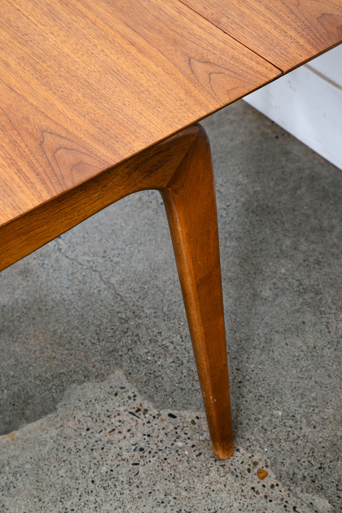 Mid Century Modern Dining Table Drexel Broyhill Drop Leaf Walnut Vintage Mcm 85" - Image 9