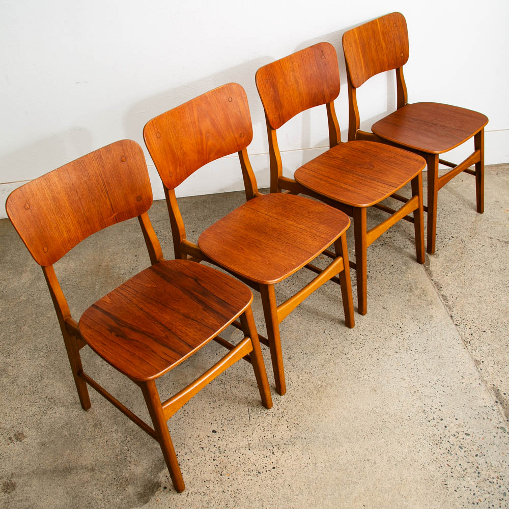 Mid Century Danish Modern Dining Chairs Set 6 Teak Denmark Wood Seat Vintage Mcm - Image 3