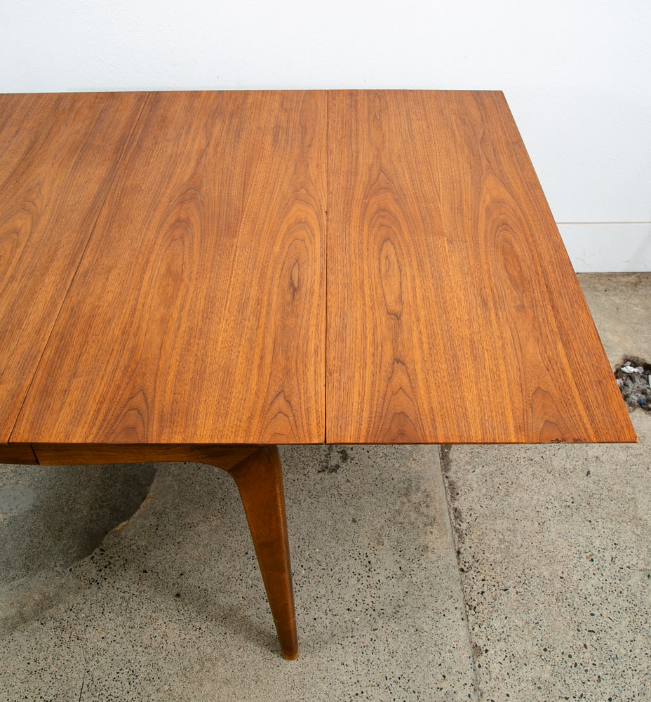 Mid Century Modern Dining Table Drexel Broyhill Drop Leaf Walnut Vintage Mcm 85" - Image 12
