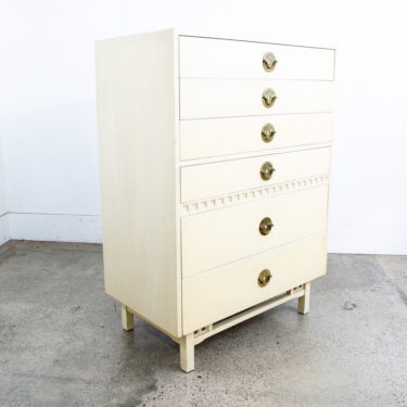 Mid Century Modern Dresser Highboy 6 Drawer White American Kalpe Trim Vintage