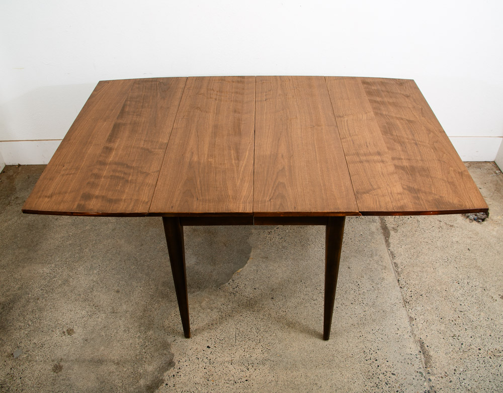 Mid Century Modern Dining Table Broyhill Walnut Drop Leaf x2 Rectangular Mcm 61" - Image 2