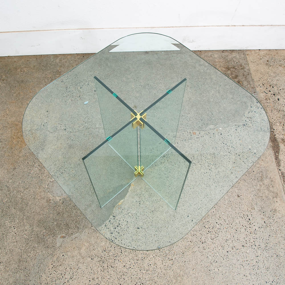 Mid Century Post Modern Side Table Glass Leon Rosen Pace Collection End Brass - Image 2