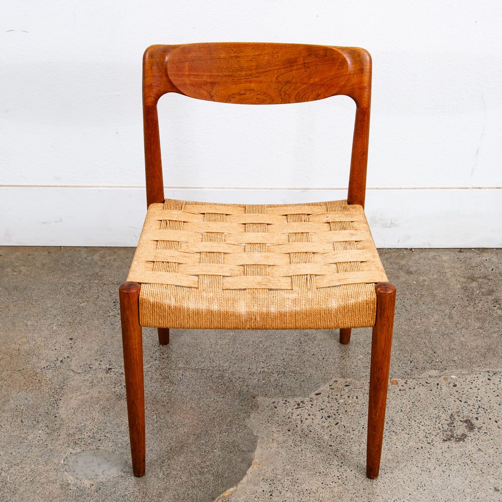 Mid Century Danish Modern Dining chair Set Pair Dyrlund Solid Teak Vintage Mcm - Image 6