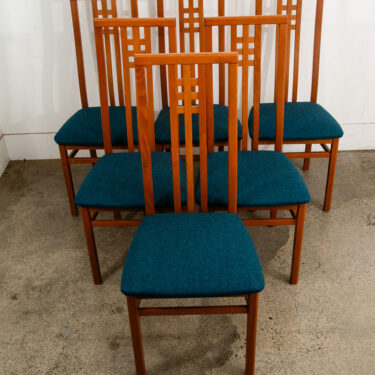 Mid Century Modern Dining Chairs 6 High Back Set Mcm IMS SRL Italy Blue 70s Tall