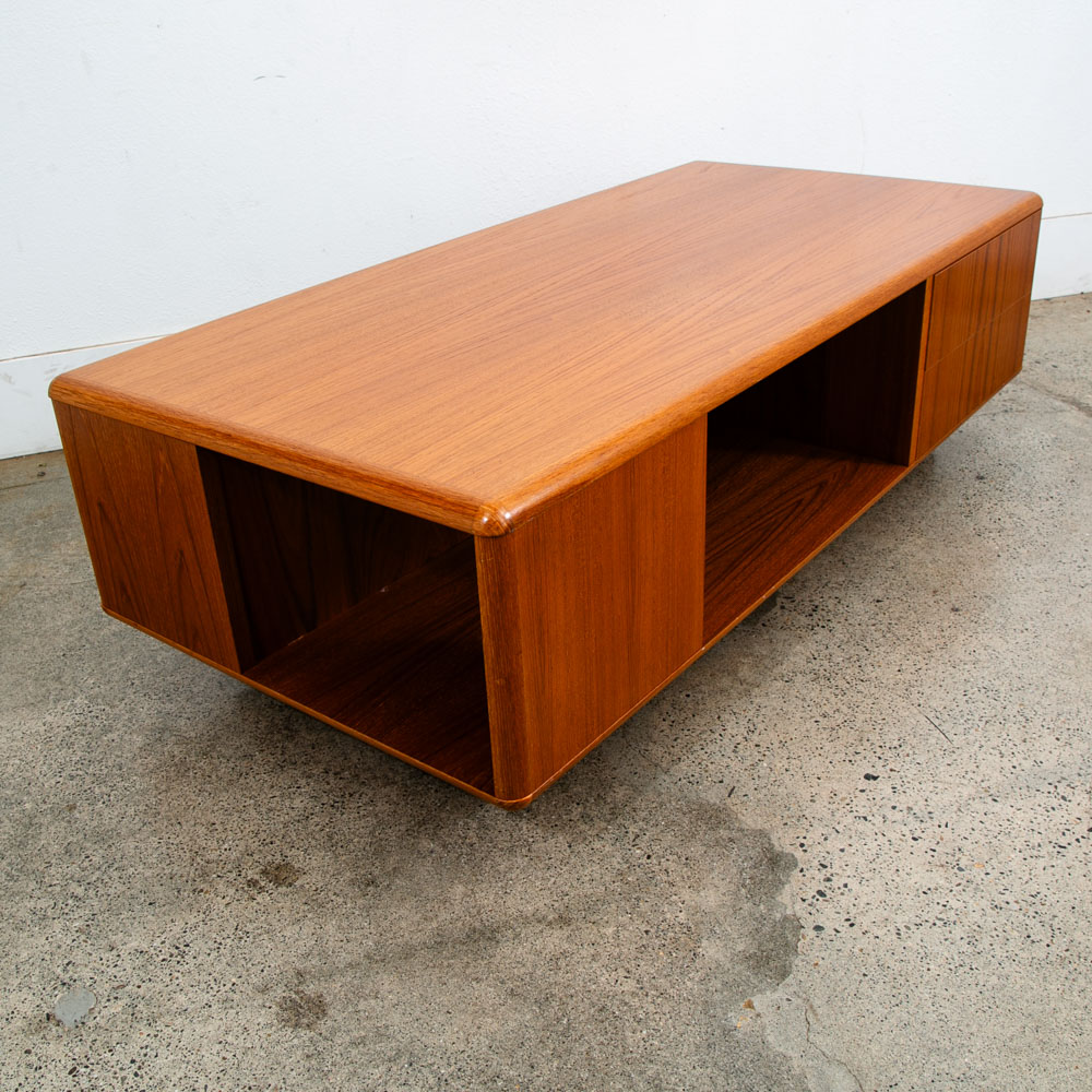 Mid Century Danish Modern Coffee Table Teak 2 Drawers Denmark Vintage Rectangle - Image 7