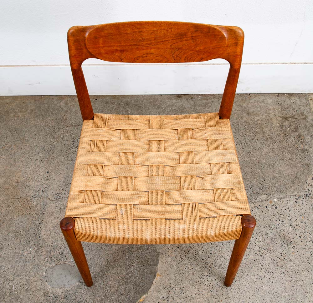 Mid Century Danish Modern Dining chair Set Pair Dyrlund Solid Teak Vintage Mcm - Image 4