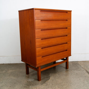 Mid Century Danish Modern Dresser Highboy 6 Drawer Teak Denmark Mobler Vintage