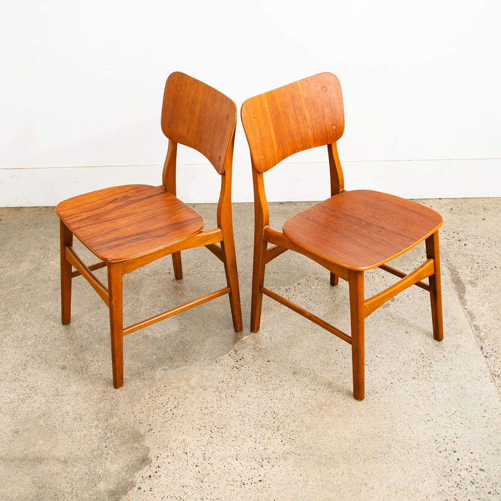 Mid Century Danish Modern Dining Chairs Set 6 Teak Denmark Wood Seat Vintage Mcm - Image 9
