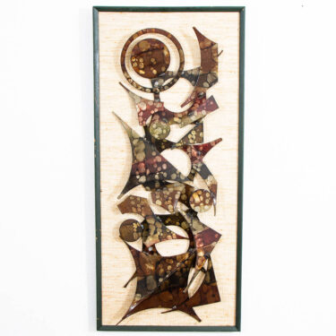 Mid Century Modern Wall Art Metal Works Abstract Expressionist Shapes Framed