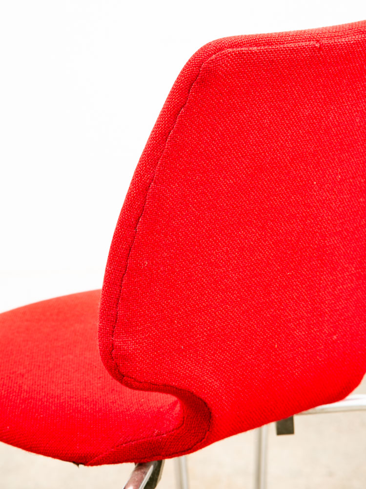 Mid Century Danish Modern Dining Chairs Set 6 Metal Red Denmark Upholstered Mcm - Image 8